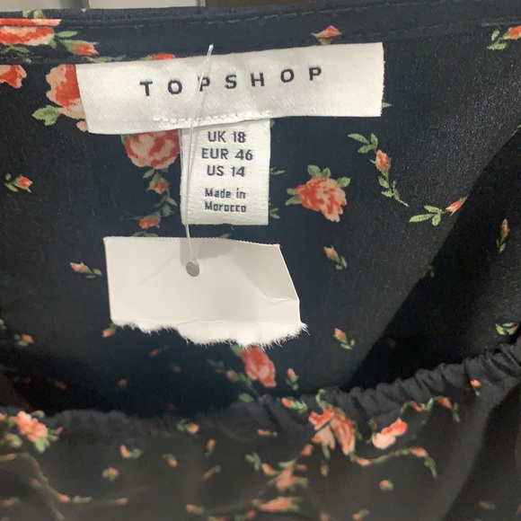 Top shop-puff sleeved dress-women size 14 with waist tie - Picture 2 of 3